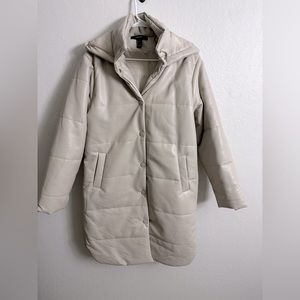Faux leather puff jacket